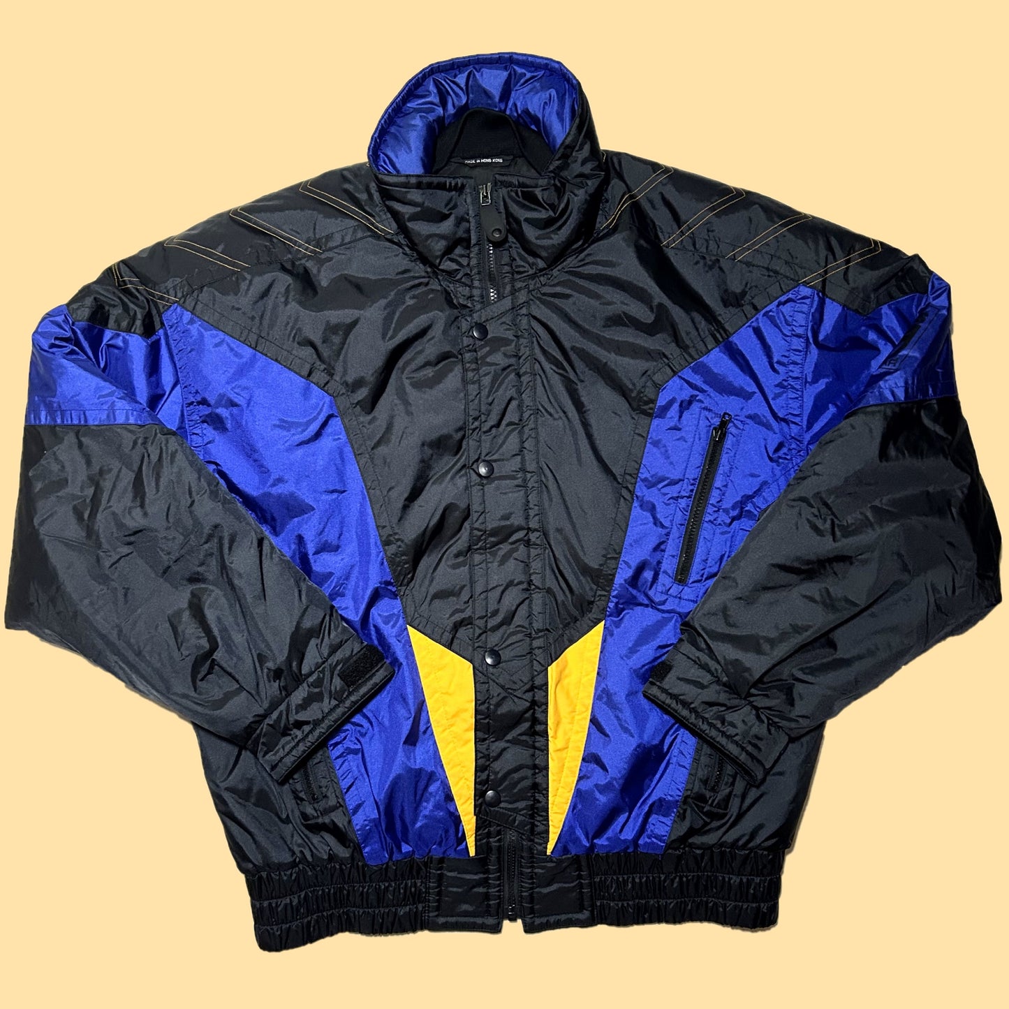 Vintage Solus by Kaelin Solar Padded Ski Jacket 3194 Storm - Large - Indigo / Yellow / Black