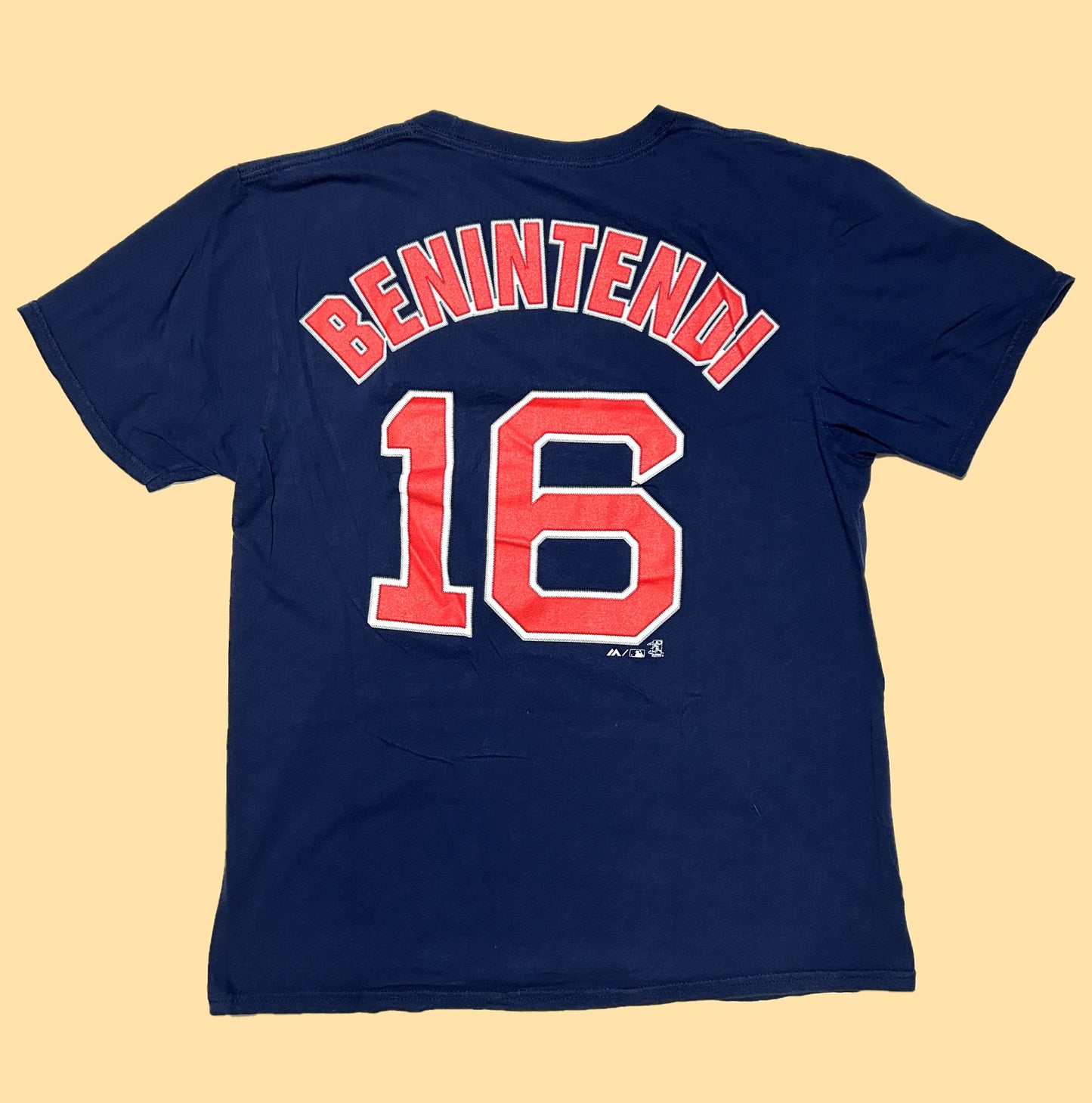 Majestic Boston Red Sox Andrew Benintendi #16 2018 World Series Champions T-Shirt - Medium - Blue