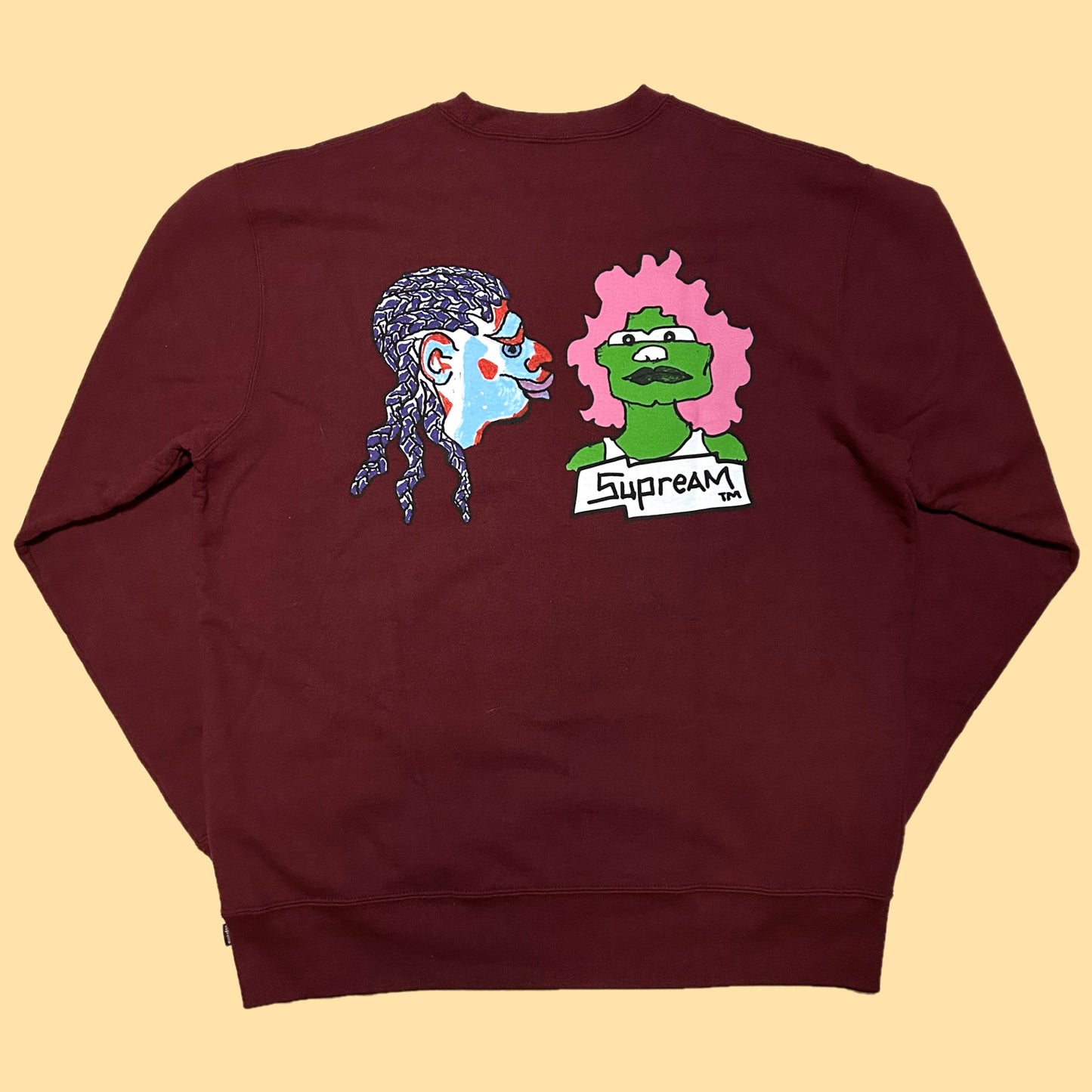 Supreme Gonz Heads Faces Crewneck Sweater (Fall/Winter 2017) - XL - Maroon