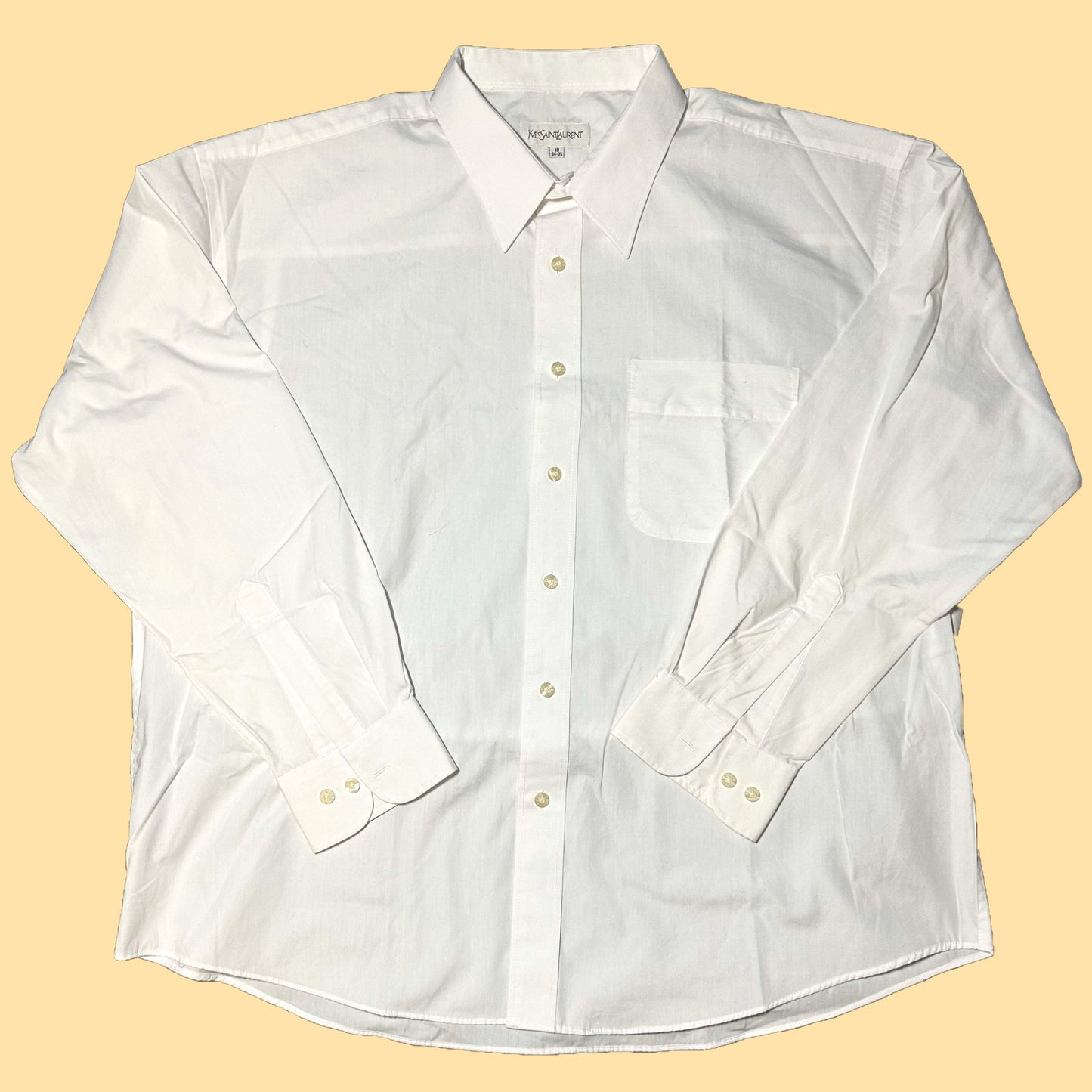 Yves Saint Laurent Long-Sleeve Button-Up Dress Shirt - 18 (34 - 35) - White